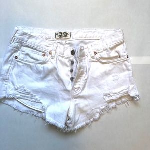 We the Free White Denim Distressed Shorts size 29 women